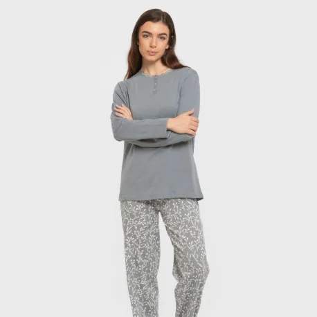 Pijama algodão Lauri azul indigo