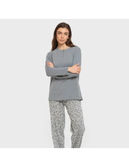 Pijama algodão Lauri azul indigo Pijama algodão Lauri azul indigo