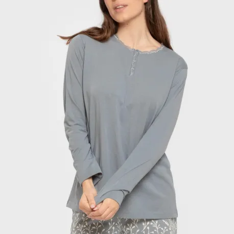 Pijama algodão Lauri azul indigo