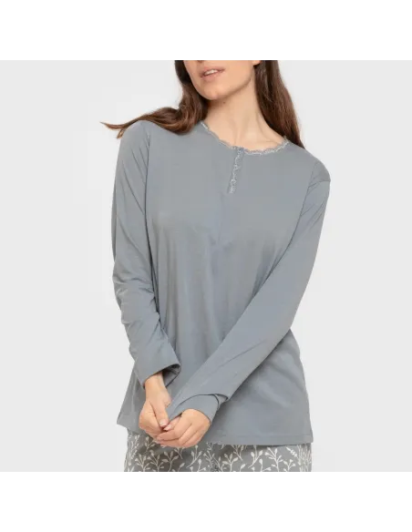 Pijama algodão Lauri azul indigo Pijama algodão Lauri azul indigo