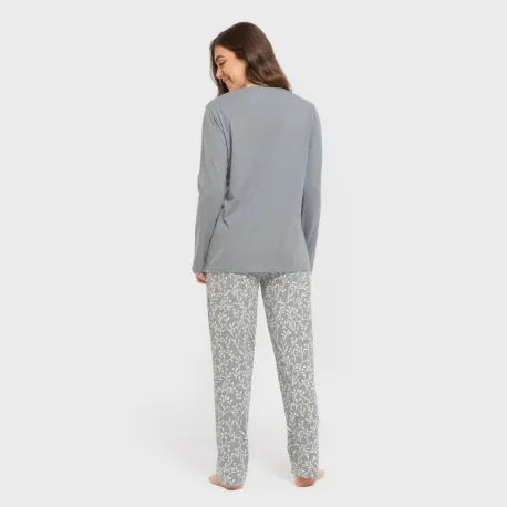 Pijama algodão Lauri azul indigo