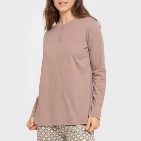 Pijama algodão Narciso beringela seco