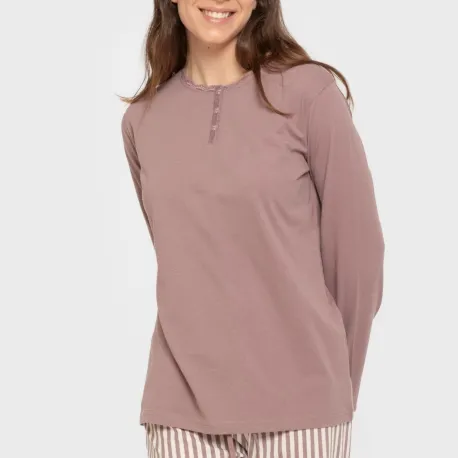 Pijama algodão Raya Kodac beringela seco