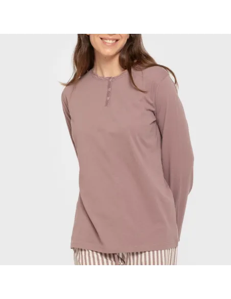 Pijama algodão Raya Kodac beringela seco