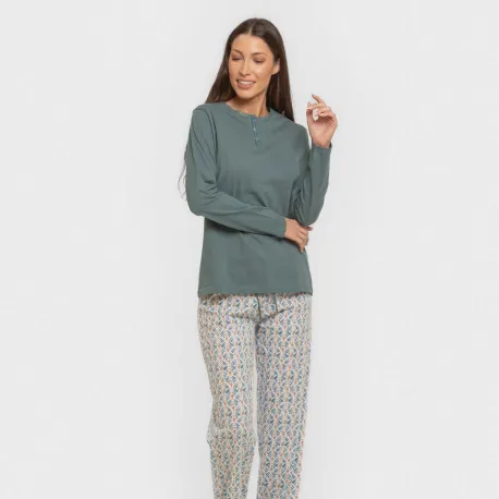 Pijama algodão Eloina água marinha