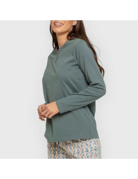 Pijama algodão Eloina água marinha