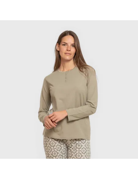 Pijama algodão Eugenia verde seco Pijama algodão Eugenia verde seco