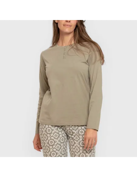 Pijama algodão Eugenia verde seco Pijama algodão Eugenia verde seco