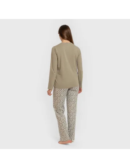 Pijama algodão Eugenia verde seco Pijama algodão Eugenia verde seco