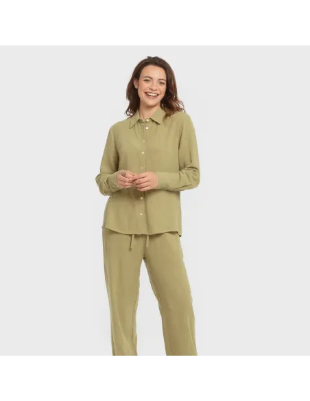 Calças linho mulher liso