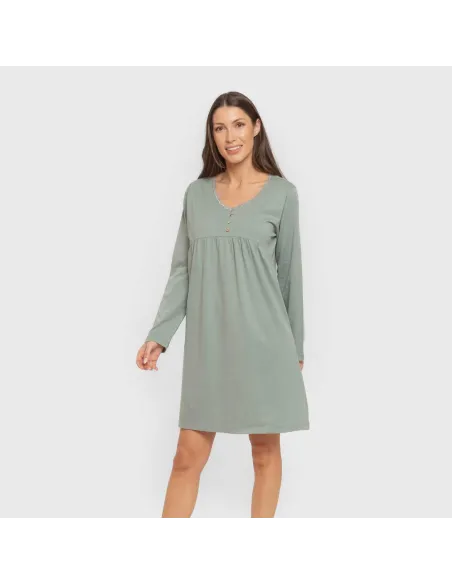 Vestido algodão manga comprida renda liso Vestido algodão manga comprida renda liso