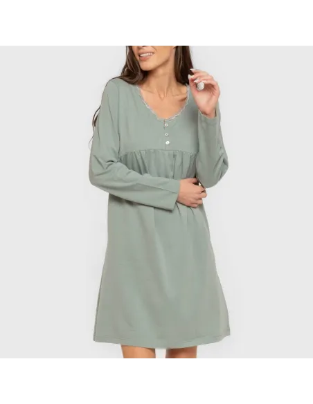 Vestido algodão manga comprida renda liso Vestido algodão manga comprida renda liso