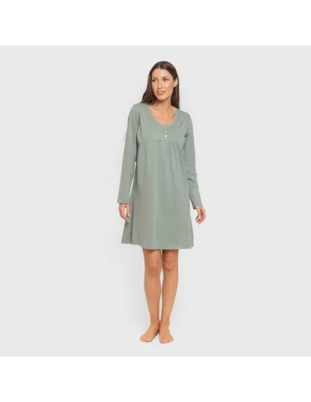 Vestido algodão manga comprida renda liso Vestido algodão manga comprida renda liso