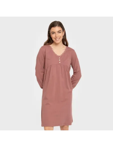 Vestido algodão manga comprida renda liso Vestido algodão manga comprida renda liso