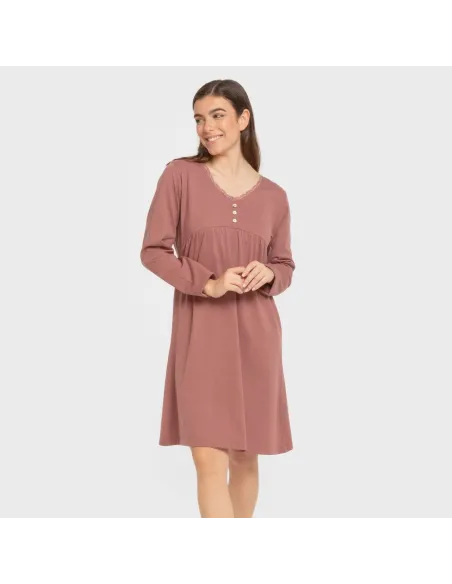 Vestido algodão manga comprida renda liso Vestido algodão manga comprida renda liso