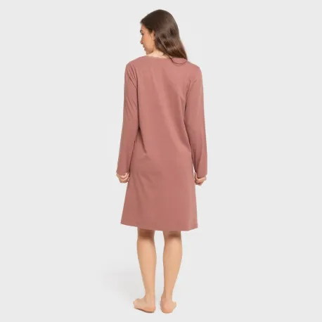 Vestido algodão manga comprida renda liso