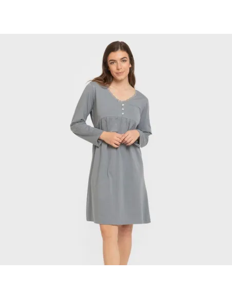 Vestido algodão manga comprida renda liso Vestido algodão manga comprida renda liso