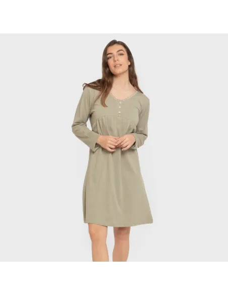 Vestido algodão manga comprida renda liso Vestido algodão manga comprida renda liso