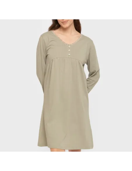 Vestido algodão manga comprida renda liso Vestido algodão manga comprida renda liso