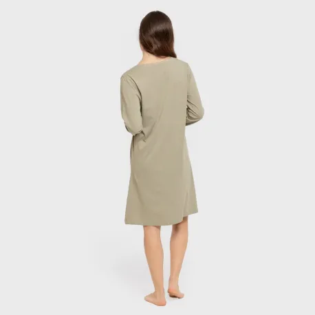 Vestido algodão manga comprida renda liso