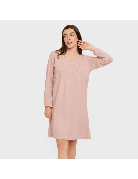 Vestido algodão manga comprida renda liso Vestido algodão manga comprida renda liso