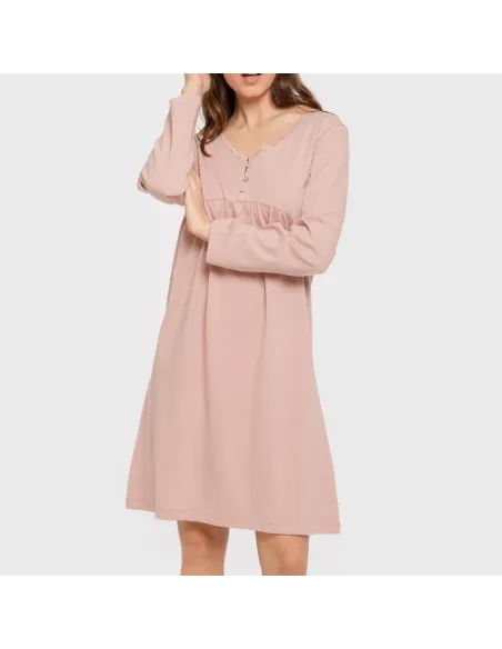 Vestido algodão manga comprida renda liso Vestido algodão manga comprida renda liso