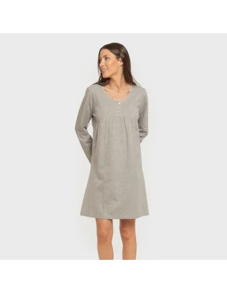 Vestido algodão manga comprida renda liso Vestido algodão manga comprida renda liso