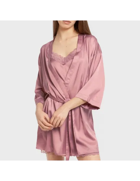 Roupão curto mulher Saten Friday liso Roupão curto mulher Saten Friday liso