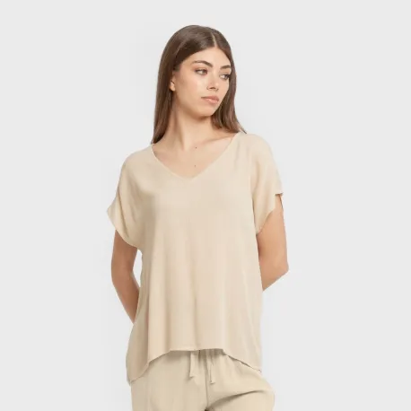 Camisola manga fluída viscosa bambula lisa