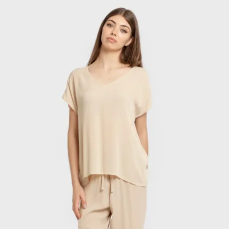 Camisola manga fluída viscosa bambula lisa