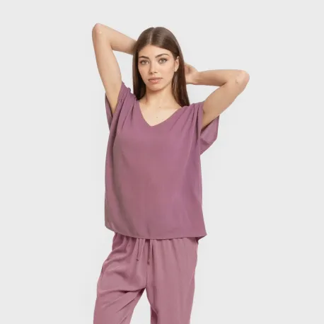 Camisola manga fluída viscosa bambula lisa