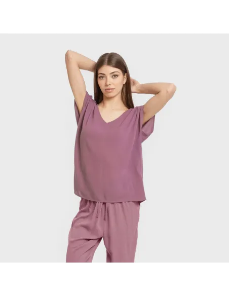 Camisola manga fluída viscosa bambula lisa