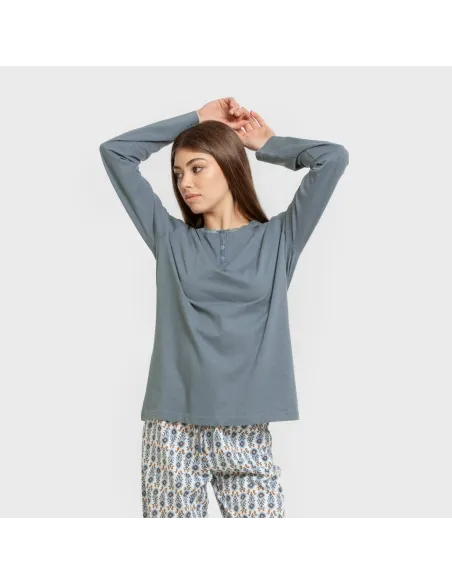 Pijama algodão Hibisco água marinha Pijama algodão Hibisco água marinha