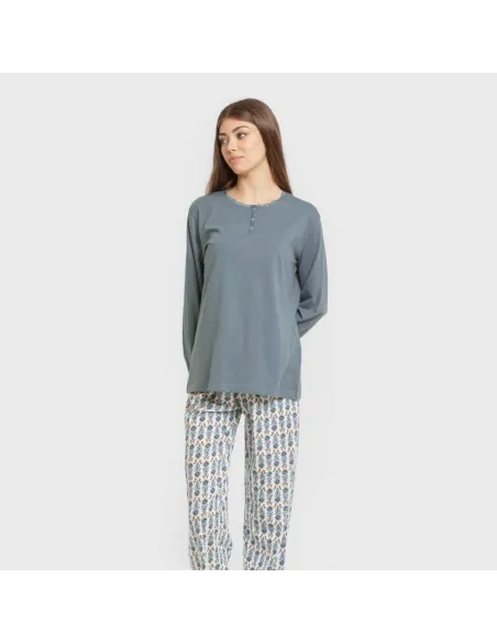 Pijama algodão Hibisco água marinha Pijama algodão Hibisco água marinha