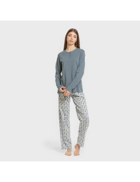 Pijama algodão Hibisco água marinha Pijama algodão Hibisco água marinha