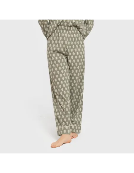 Pijama comprido camisa algodão mulher Soma verde seco Pijama comprido camisa algodão mulher Soma verde seco