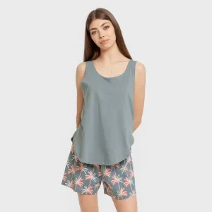 Pijama curto algodão Creta verde francês