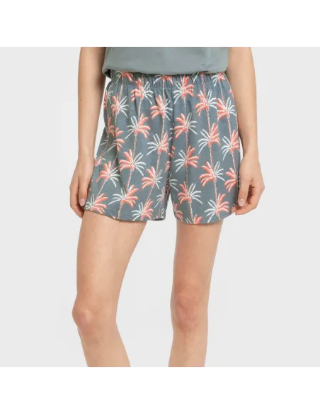 Pijama curto algodão Creta verde francês