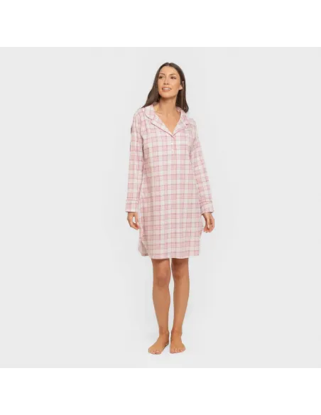 Camisola camiseiro de algodão de manga comprida Cuadro Moni rosa Camisola camiseiro de algodão de manga comprida Cuadro Moni rosa