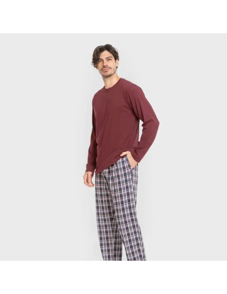 Pijama algodão homem Cuadro Edison bordô Pijama algodão homem Cuadro Edison bordô
