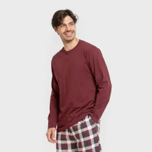Pijama algodão homem Cuadro Ferni bordô 2