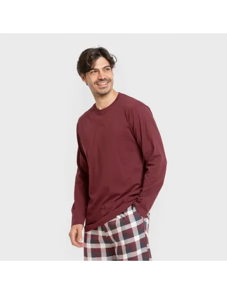 Pijama algodão homem Cuadro Ferni bordô