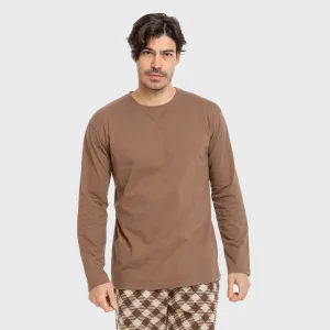 Pijama homem flanela Cuadro Bogota castanho