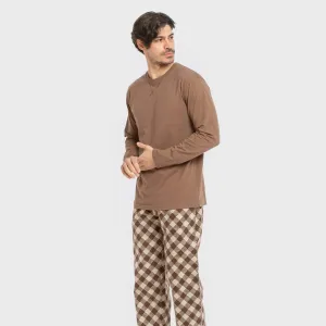 Pijama homem flanela Cuadro Bogota castanho 2