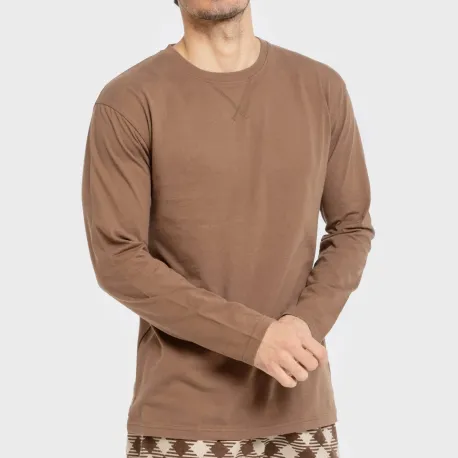 Pijama homem flanela Cuadro Bogota castanho