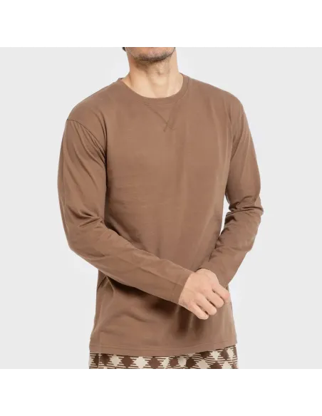 Pijama homem flanela Cuadro Bogota castanho Pijama homem flanela Cuadro Bogota castanho