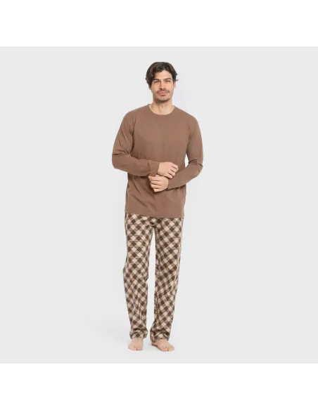 Pijama homem flanela Cuadro Bogota castanho Pijama homem flanela Cuadro Bogota castanho