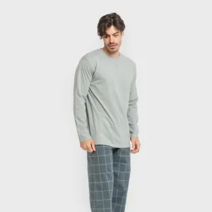 Pijama homem flanela Cuadro Andino verde azul claro 2