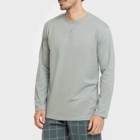 Pijama homem flanela Cuadro Andino verde azul claro