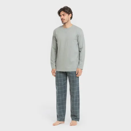 Pijama homem flanela Cuadro Andino verde azul claro